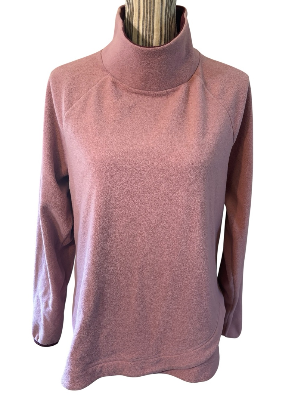 L.L. Bean Fleece Pullover Large 2-Tone Burgundy Trim Cozy Repreve Polyester Soft - Picture 1 of 16
